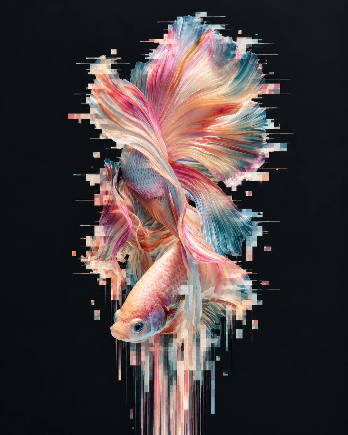 长鳍斗鱼在黑底上碎解为扫描线故障